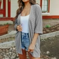 thumbnail image 2 of Fanxing Women's Summer Short Sleeve Open Front Long Cardigan Draped Shirt Kimono Cardigan Knit Sweater Outwear S,M,L,XL,XXL, 2 of 8
