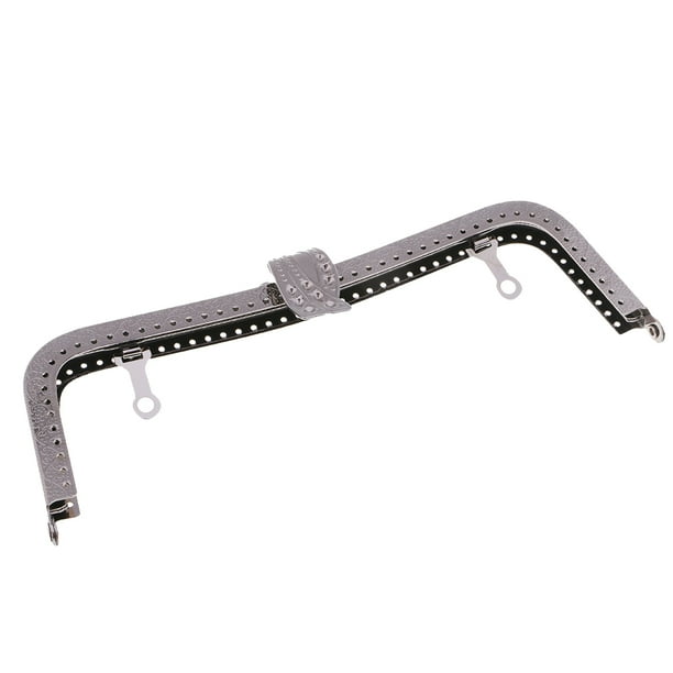 Asa de bloqueo rectangular con cierre de metal, marco para coser bolsos Negro