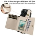 thumbnail image 2 of for iPhone 16 Pro Max Magnetic Back Flip Wallet Case with Card Slots, PU Leather + TPU Full Body Protection, with Shoulder Strap & Wrist Strap, Classic Kickstand Protective Rugged Cover, Beige, 2 of 6
