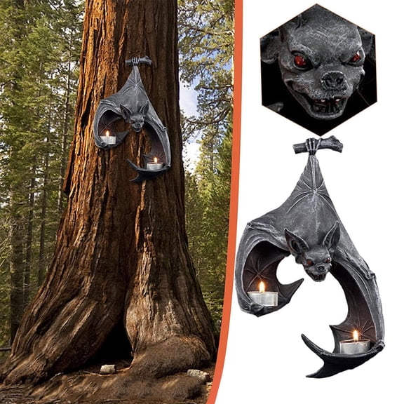 Fall Decor A Little Menorah With A Bat Wall Bat Wall Tealight Holder Wall Decor Sculpture Hanging Decor