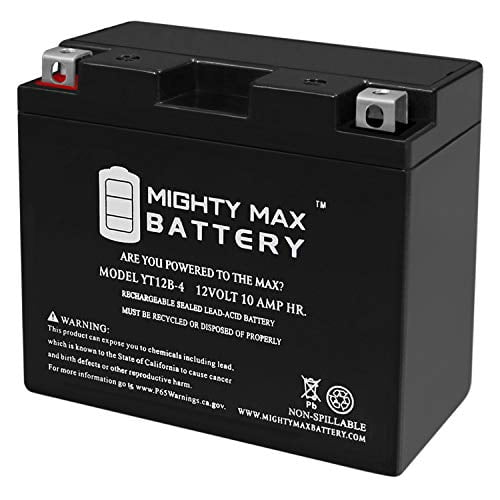Mighty Max Battery YT12B-4-12 Volt 10 AH, 125 CCA, Rechargeable Maintenance Free SLA AGM Motorcycle Battery