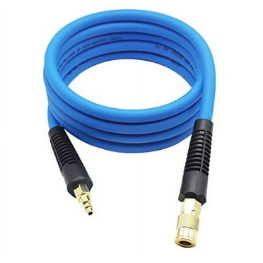 YOTOO Hybrid Air Hose 3/8 in. x 10 ft 300 PSI Flexible with Bend Restrictor and Couplers. Blue