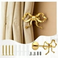 thumbnail image 5 of NOGIS 2 Pcs Gold Metal Bow Curtain Holdbacks Wall Mounted with Screws, Elegant Modern Decorative Tiebacks for Living Room, Bedroom, Girls Bedroom, 5 of 7