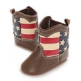 thumbnail image 5 of Beilxfa Newborn Boys Girls Pu Leather Western Boots Cowboy Bootie Soft Sole Non-Slip Crib Shoes For Baby Infant 0-18 Months, 5 of 7