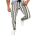 thumbnail image 2 of pxiakgy jeans for men sports casual pants long waist trousers pocket bodybuilding striped men flexible men's pants men casual pants white + m, 2 of 9