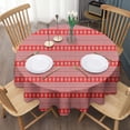 thumbnail image 3 of Red Christmas Folk Pattern Round Tablecloth 60"x60",Wrinkle Wipeable Table Cloth for Kitchen Dining Room Picnic Patio Party, 3 of 6