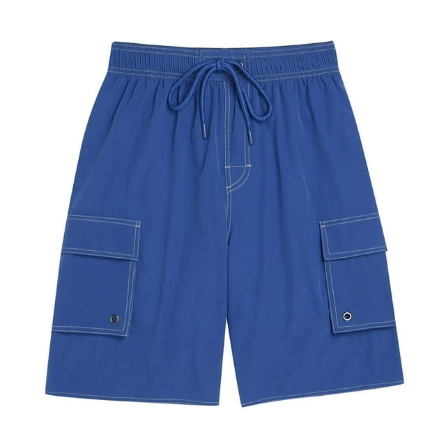Pantalones Cortos para Hombre de Cintura Elástica con Bolsillos Pantalones de Verano Casuales de Color Sólido, Poliéster Ligero de Moda para la Playa, la Natación Y el Uso Diario