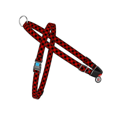 WAUDOG Nylon Overhead Harness with Unique Design | Reflective & Quick Fit Dog Vest Harness for Small Medium and Large Dogs | Adjustable Gentle Comfortable Control for Easy Dog Walking - Red plaid