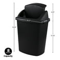 thumbnail image 2 of 8 Gallon Plastic Swing Top Garag Bin, Lidded Wastebasket Trash Can for Kitchen or Workspace, Set of 4, Black, 2 of 7