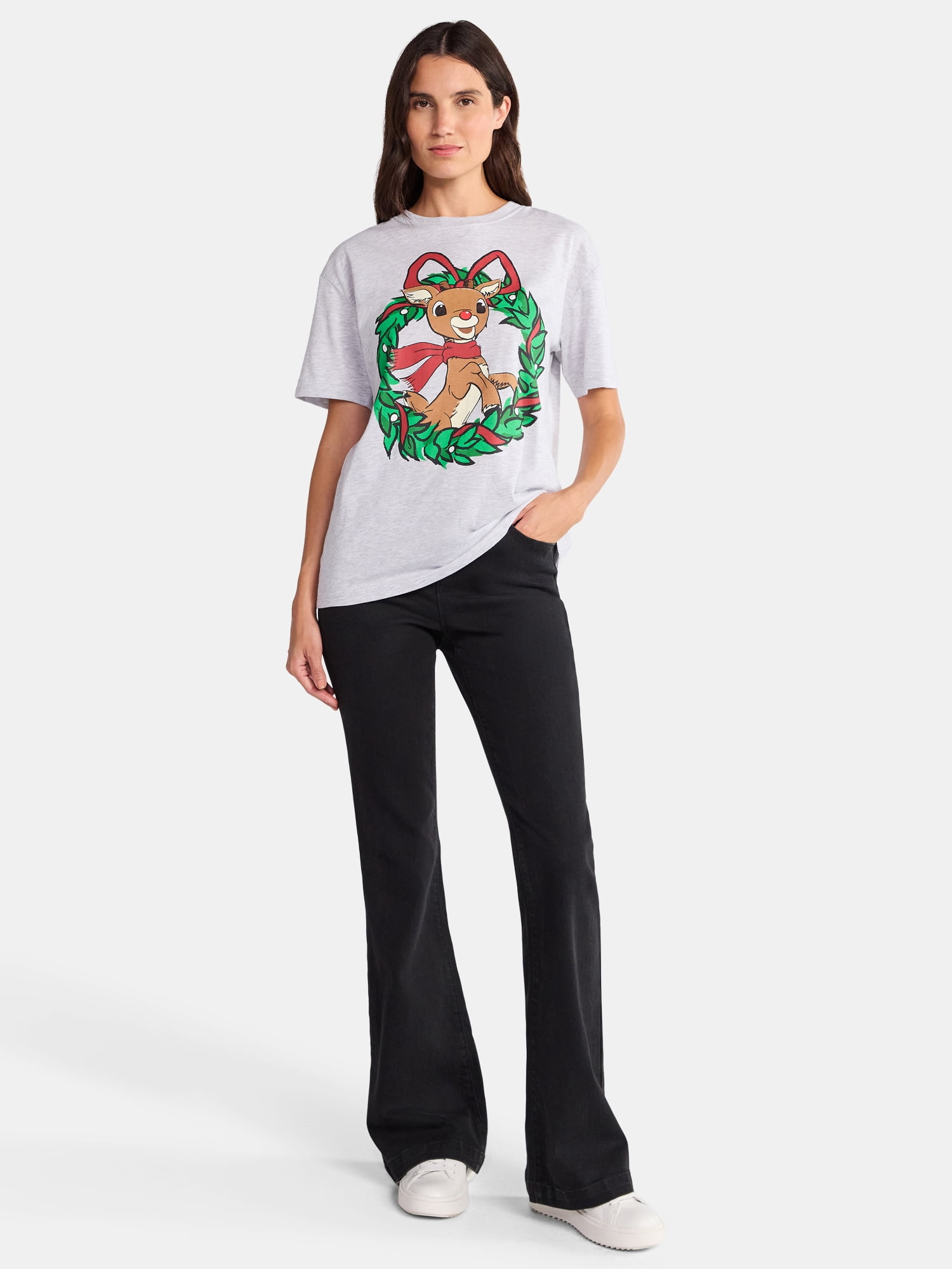Rudolph the Red-Nosed Reindeer Women's Christmas Graphic Tee, Sizes XXS-XXL