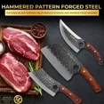 thumbnail image 5 of SliceElite 3PCS Hand-Forged Butcher Knife Set – Cleaver, Viking, Boning Knives for Meat Cutting – Chef BBQ Gift with Box for Men, 5 of 9