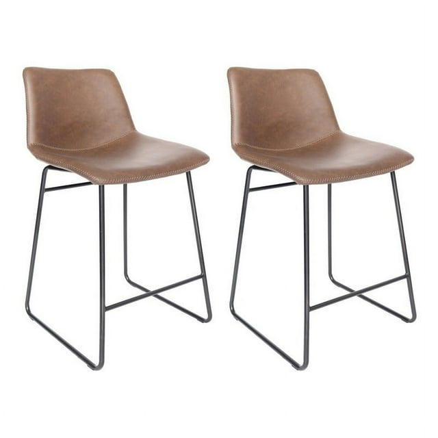 Set de 2 Bancos de Barra Tipo Piel para Uso Residencial, Modelo Stanza Offiho Stanza