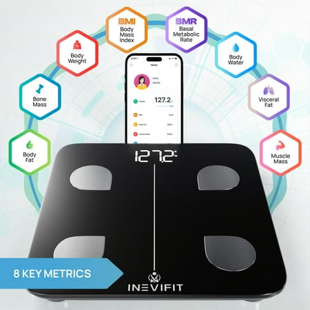 INEVIFIT Smart Body Composition Scale with Bluetooth and Free Tracking INEVIFIT APP - Black