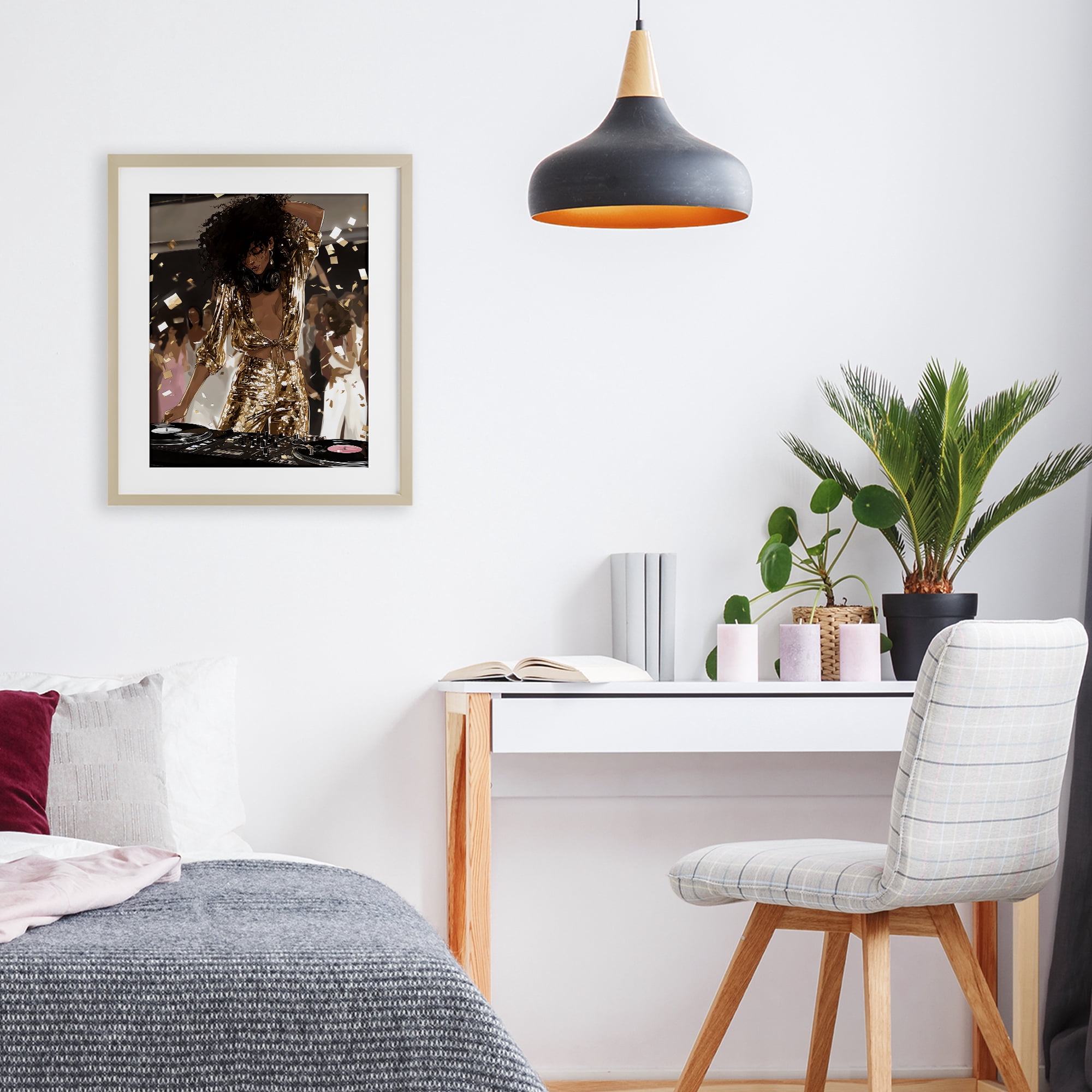 Stupell Industries Shimmering DJ in Sequins Birch Framed Print Under Glass, design by Franklyn Gregory