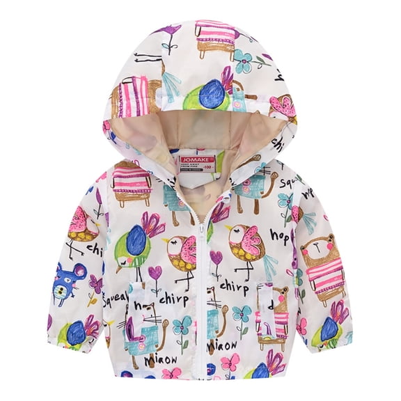 TGPMGRZ Toddler Baby Windbreaker Jacket, Boys Girls Outerwear Hooded Coat Fall Spring Clothes #A01 White, 12-18 Months