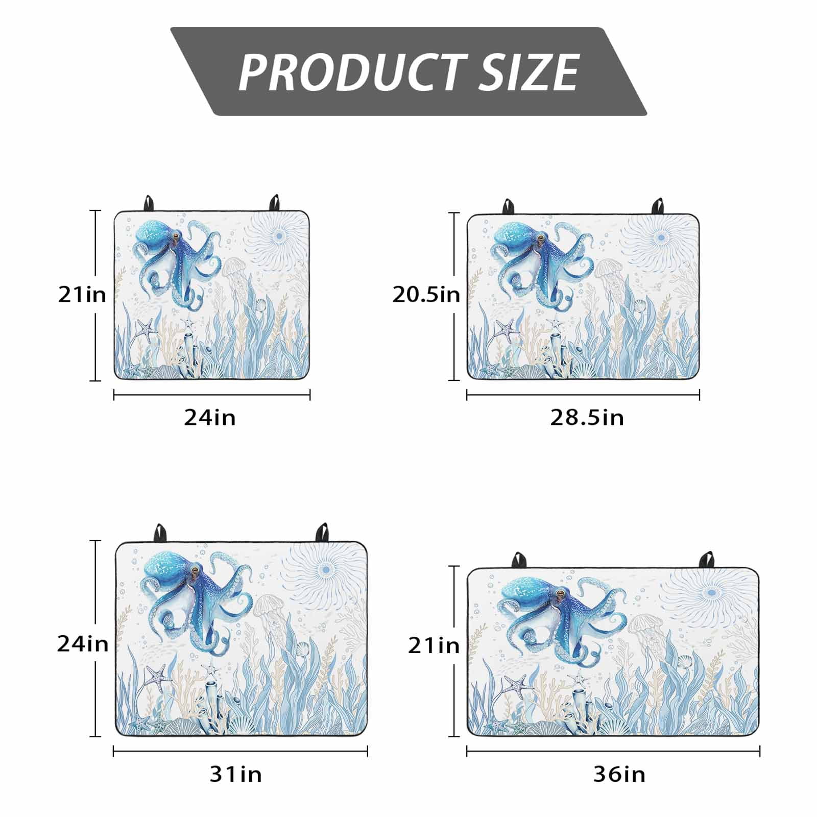Blue Octopus Coastal Stove Top Cover for Electric Stove, Heat-proof & Non Slip Glass Top Stove Cover Protector, Summer Beach Nautical Ocean Coral Starfish Kitchen Flat Cooktop Rubber Mat 24x21 Inches