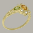 thumbnail image 4 of LBG British Made Real 18k Yellow Gold Natural Citrine Peridot Diamond Womens Anniversary Ring - 33 size options - Size 6.25, 4 of 5