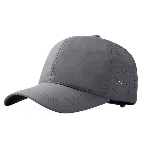 Men's Quick-Dry Baseball Cap with Mesh Panels, Waterproof Sports Hat, Breathable Sun Hat with Adjustable Strap, Oversize Fit for Big Heads, Lightweight Sweat-Wicking Cap for Outdoor Activities Grey