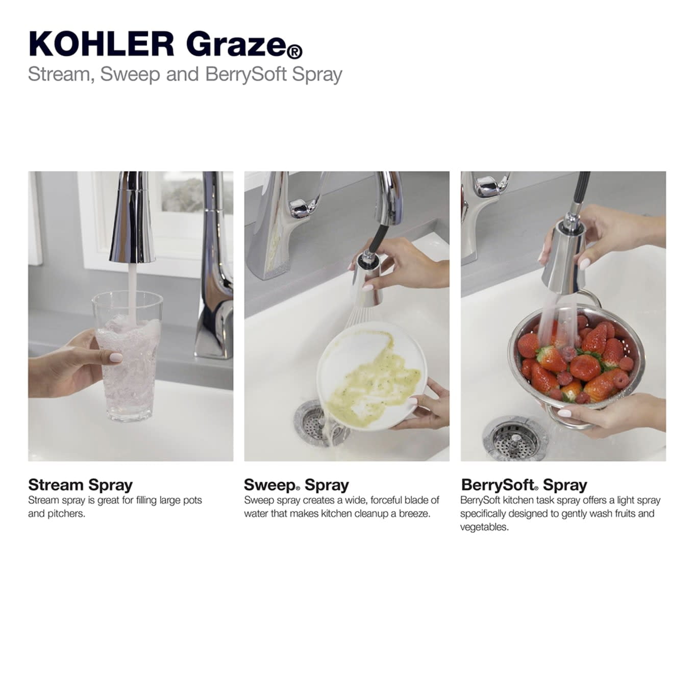 Kohler K-22062 Graze 1.5 GPM Single Hole Pull Down Kitchen Faucet - Vibrant Stainless