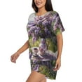 thumbnail image 2 of Susaid Lilacs Teapot Scenic Painting Print Women's Pajama Set, Button-Up Sleepwear with Elastic Waist Shorts, Perfect for Lounging, Yoga, Beach, and Casual Wear-XX-Large, 2 of 7