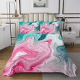 thumbnail image 1 of YST Marble Bedspread Set,Abstract Fluid Coverlet Set Pink Green Gradient Quilt Set For Kids Teen Adults,Marbling Bed Set Queen Size, 1 of 5