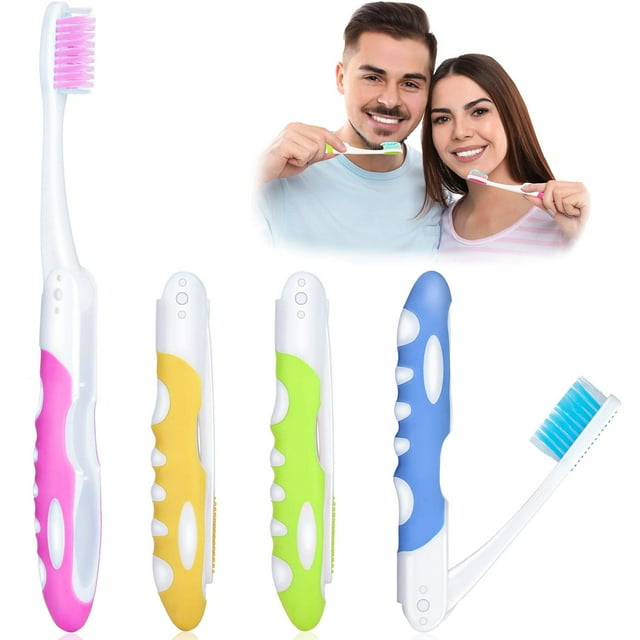 4 Piezas Cepillo de Dientes de Viaje Plegable Cepillo de Dientes Suave Portátil con Cerdas Suaves para Encías Sensibles