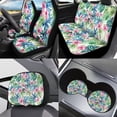 thumbnail image 2 of Jeiento Tropical Flower Car Seat Covers Set for Front Rear Seats, with Keychain Headrest Cover Coasters Handbrake Cover Gear Shift Cover Universal Fit for SUV Truck Van, Pack of 11, 2 of 7
