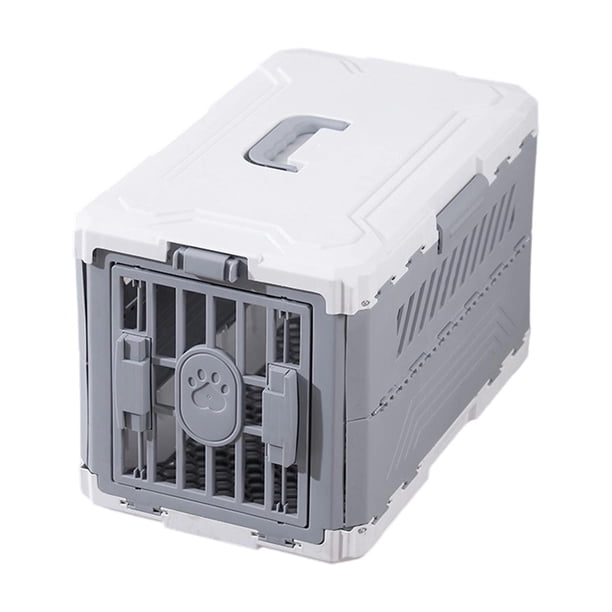 Transportín para mascotas plegable con ventilación lateral , suministros para mascotas, jaula portátil para perros, estuche de para gatos, Gris blanco