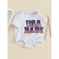 thumbnail image 3 of vera natura Baby 4th of July Outfits Summer Romper Letter Print Short Sleeve Newborn Jumpsuit Clothes, 3 of 9