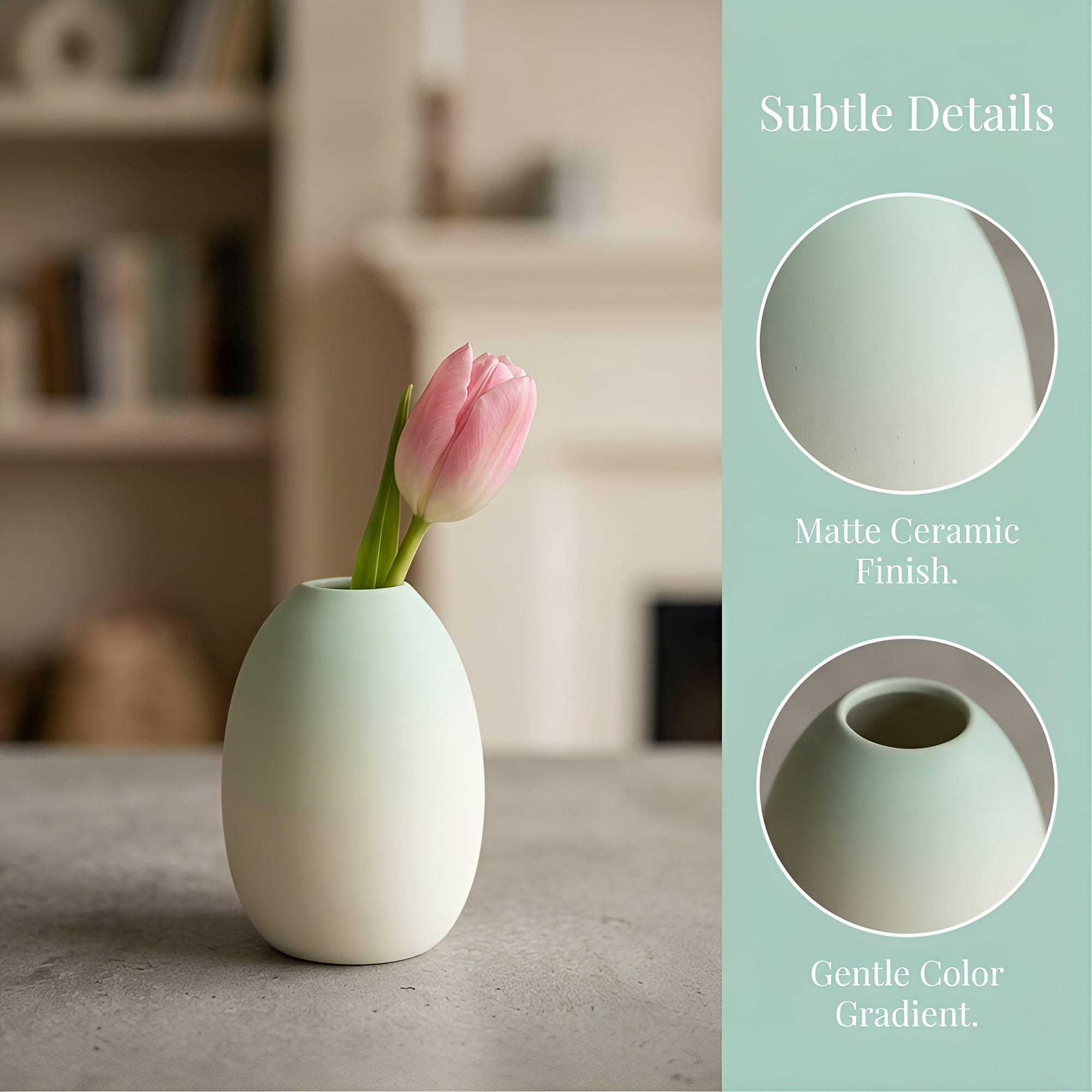Unique Bargains Mini Ceramic Ribbed Bud Vase for Flower Aqua 2.9"L x 2.9"W x 3.9"H