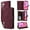 Winered, variant on ELEHOLD for iPhone 16 Case, PU Leather Case Magnetic Closure Handbag Zipper Pocket Kickstand Card Slots Flip Shockproof Wallet Case with Strap,Winered