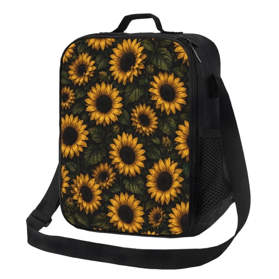 Sunflower Lunch Bag Insulated Thermal Lunch Box with Shoulder Strap & Handle for Women and Men