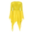 thumbnail image 4 of iiniim Women Shiny Sequins Patchwork High Low Praise Dance Dress Clothes Yellow L, 4 of 6