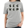 thumbnail image 3 of Plus Size Money Symbols Graphic Design Short Sleeve Cotton Jersey T-Shirt - Heather Grey XL, 3 of 4