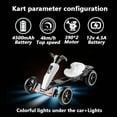 thumbnail image 4 of iRerts 12V Powered Pedal Go Kart, Ride on Toys Go Kart for Kids Boys Girls, Kids Ride on Go Cart with Music, LED Light, Horn, Forward Backward, Kids Birthday Gifts for 3-6 Ages, White, 4 of 12