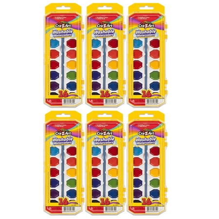 UPC: 0194629110858 | Cra-Z-Art Washable Watercolors with Brush Peggable Tray 16 Colors Per Set 6 Sets