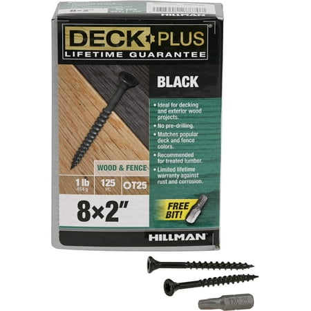 Deck Plus 590842 Black Ceramic Exterior Wood & Fence Screws (#8 x 2") - 125 Pieces