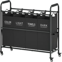 4 Bag Laundry Sorter Cart, 4 Section Laundry Hamper Sorter with  Lockable Rolling Wheels, Laundry Separator Hamper with Removable Bags for Dirty Clothes Storage, Black