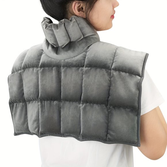 PEACNNG Microwave Heated Neck Wrap Heating Pad for Neck with Microwave Shoulders & Back Pain Relief with Herbal Aromatherapy with Moist Heat Hot & Cold Compress Grey