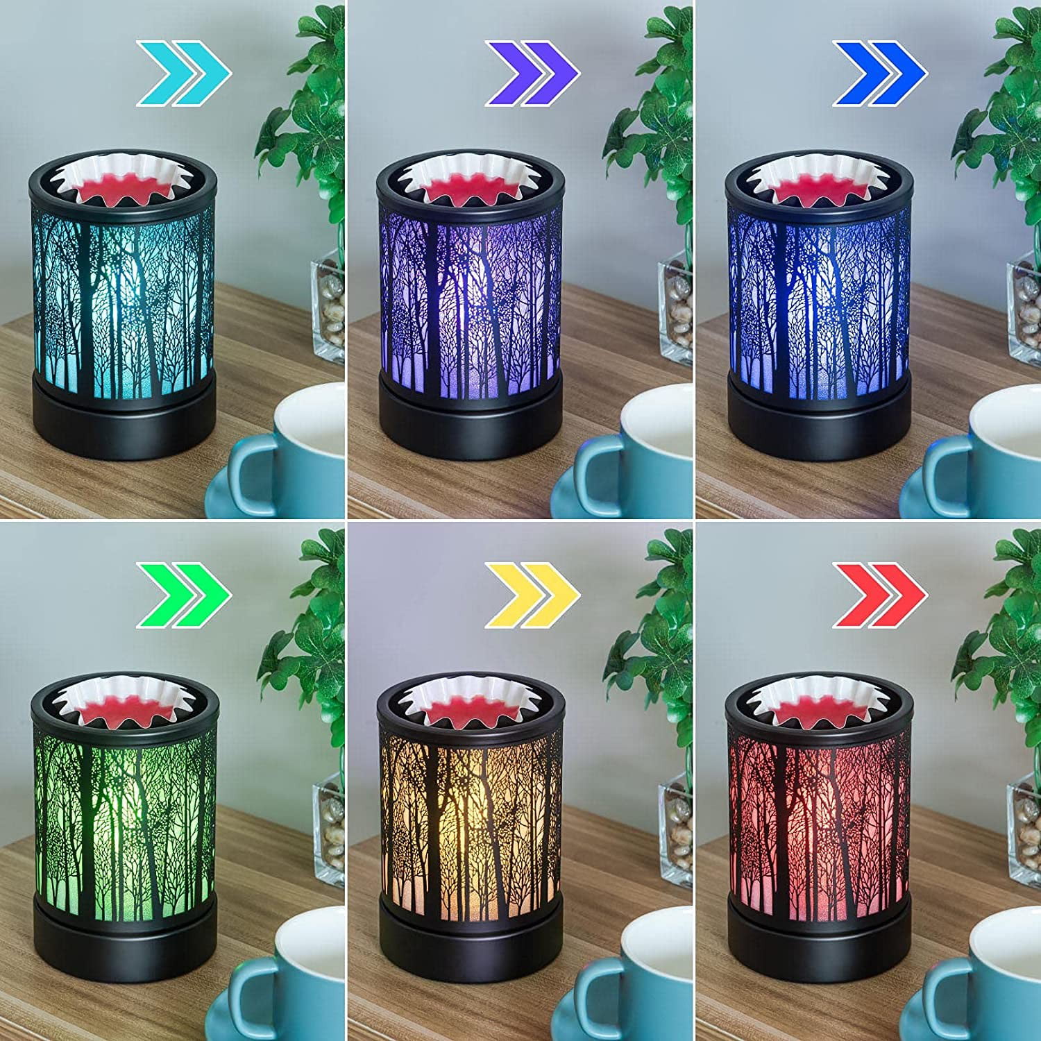  Electric Wax Melt Warmer with 7 Colors Cycle LED Light PTC  Heating for Scented Wax Candle Melts Wax Cubes Oil Burner Melter Fragrance  : Home & Kitchen