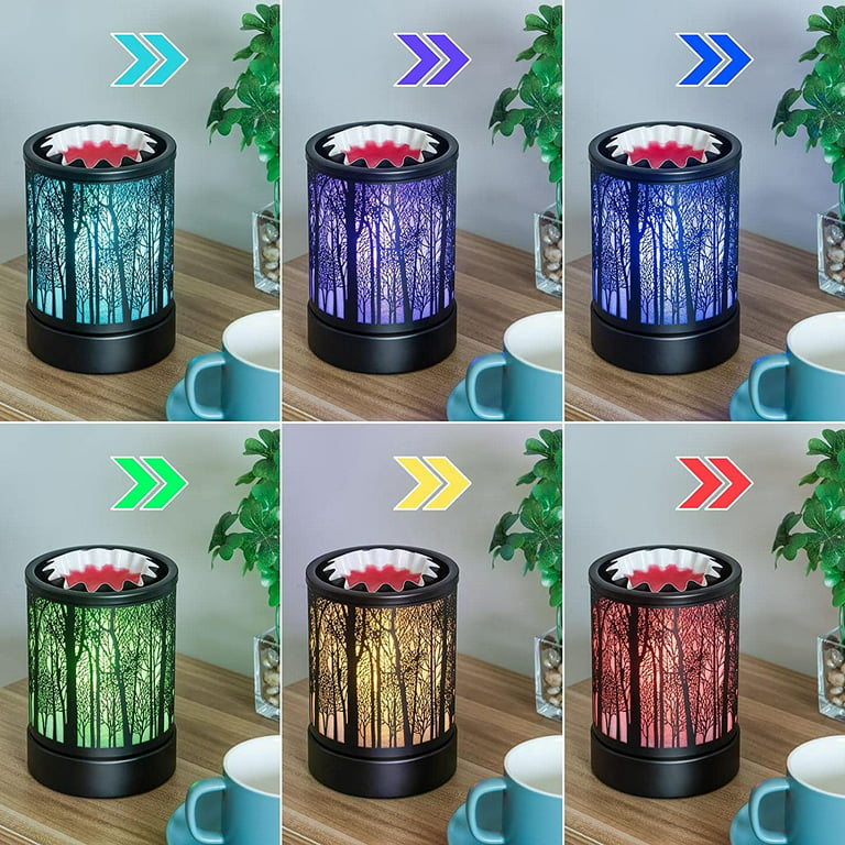 Metal Wax Warmer Electric, Wax Melt Warmer Candle Burner and Wax Melter  with 7 Colorful Changing Lights for Office Home Decor 
