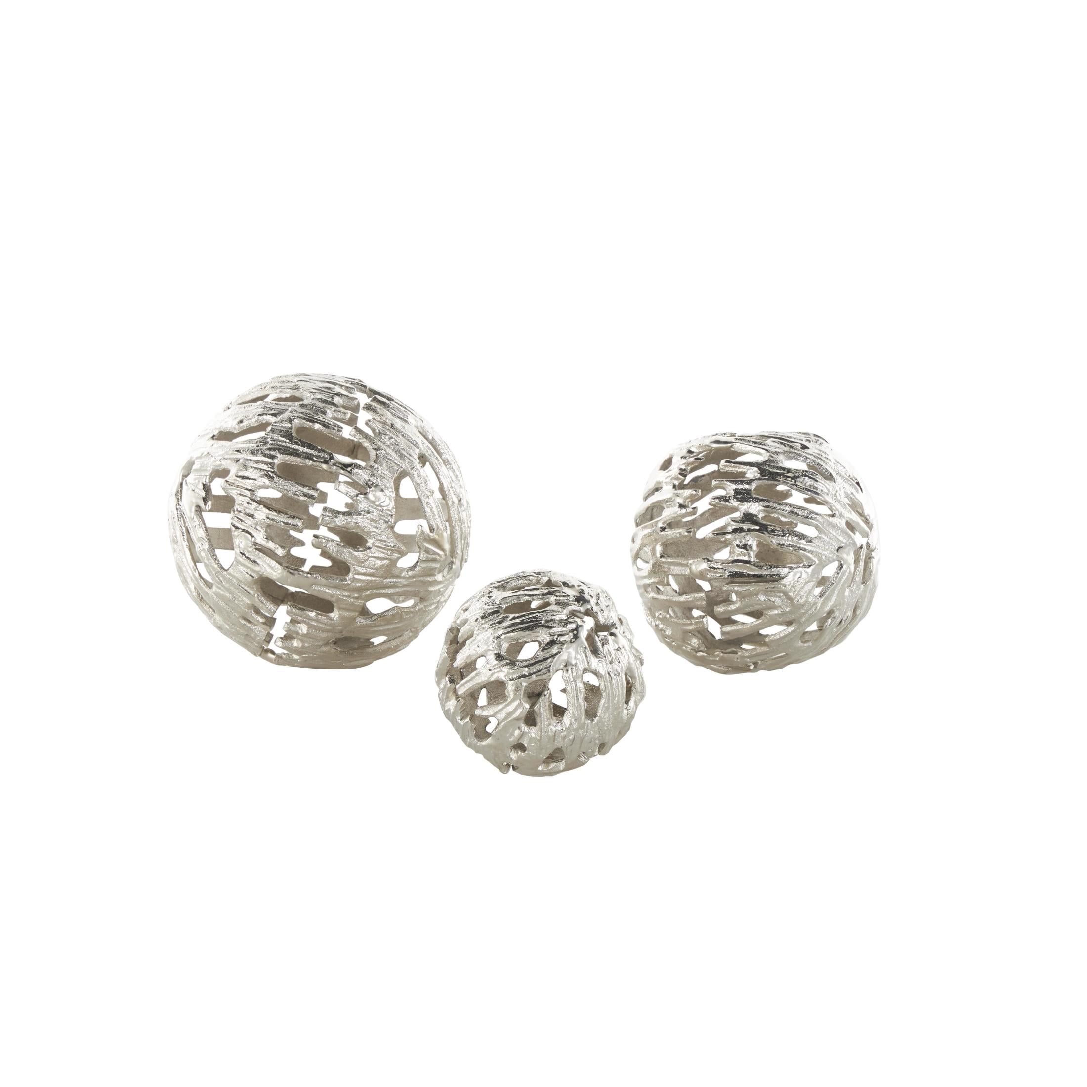 DecMode Silver 7" Abstract Metallic Cutout Aluminum Metal Orbs & Vase Filler (3 Count)
