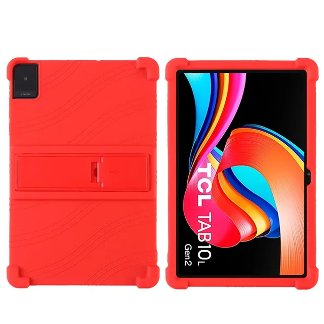 Case For TCL TAB 10 Gen 2 Tablet Safe Shockproof Silicone Stand Cover Red TCL TAB 10 Gen 2