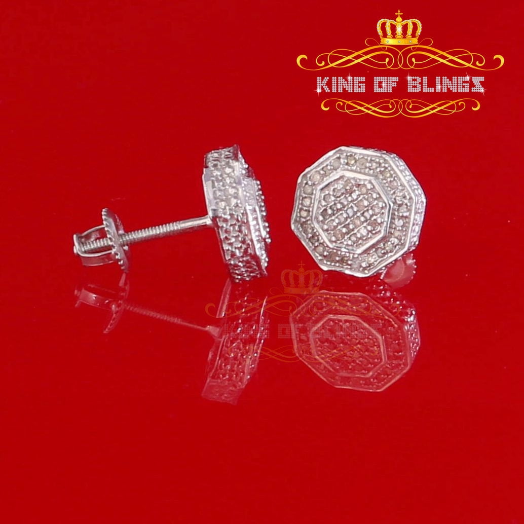 King of Bling's Women's Stud in 925 White Sterling Silver 0.33ct Diamond Stud Men's Earrings
