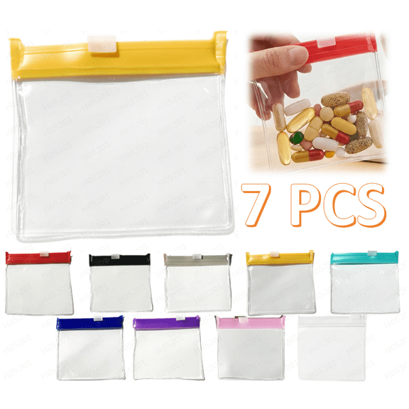 Self-Sealing Zipper Medicine Bags, 2026 New Reusable Pill Pouch Bags Travel Plastic Bags with Slide Lock for Storage, Water-Resistant Pill Pouch Set for Medicine Vitamins Small Items Daily Use