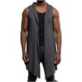 thumbnail image 5 of Somuwie Clearance Men Casual Sleeveless Solid Hooded Outdoor Sports Irregular Cardigan Tops, 5 of 9