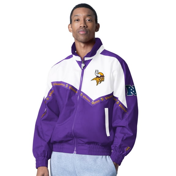 Men's Pro Player White/Purple Minnesota Vikings Tape II Lightweight Full-Zip Jacket