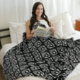 thumbnail image 2 of Catalonia Fleece Throw Blanket for Couch, Lightweight All Seasons Soft Cozy Moroccan Blanket for Home Living Room Decorative, 50'' x 60'', Black, 2 of 7