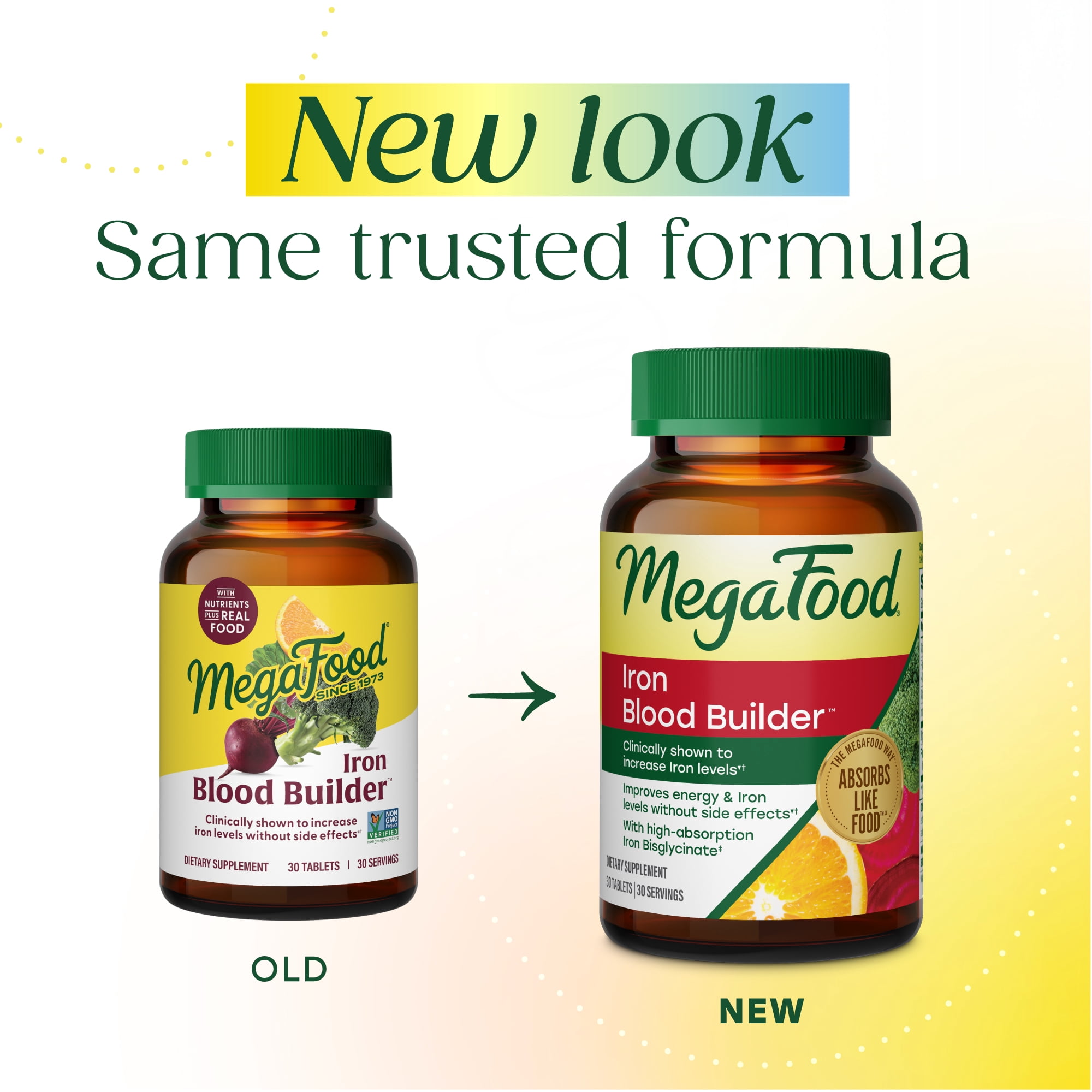 MegaFood Blood Builder Iron Supplement for Women, Vitamin C & B12, Folic Acid, Vegan, Non-GMO, Improves Energy Levels, 30 Tablets, 30 Servings
