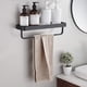 thumbnail image 2 of Simve Estante de vidrio templado para baño de 15,7 pulgadas con barra para toallas, organizador de ducha de aluminio montado en la pared, gabinete de almacenamiento sobre inodoro, estante de tocador r, 2 of 9